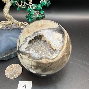 Volcano Agate Quartz Sphere 70.3mm Indonesia Crystal Ball Druzy Natural Geode 4
